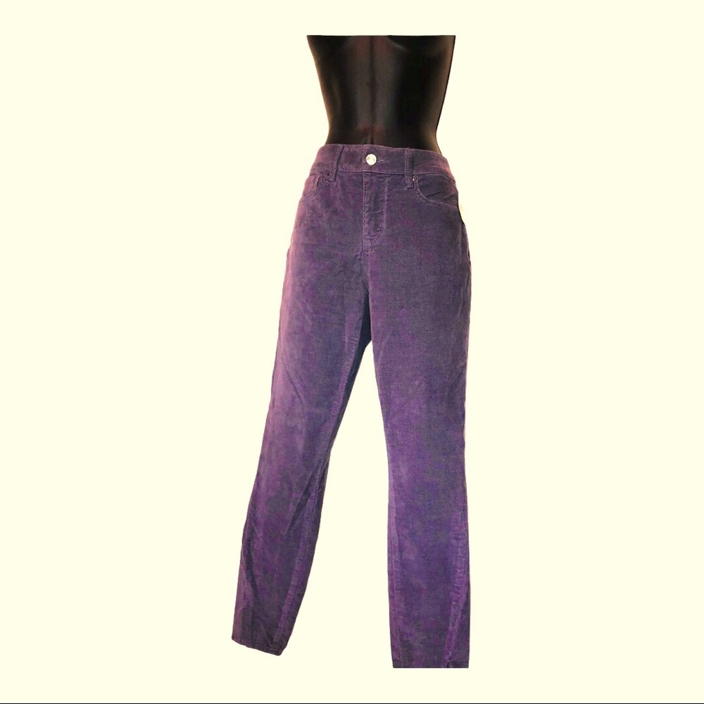NYDJ purple velvet slim fit skinny pencil pants. Size 2 brand‎ new